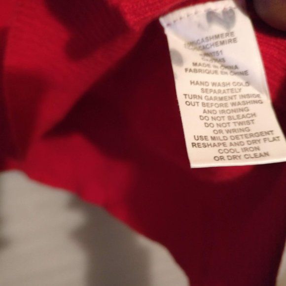InCashmere Lux-Soft 100% CASHMERE sweater ribbed Knit jumper MEDIUM holiday Red - Picture 6 of 7